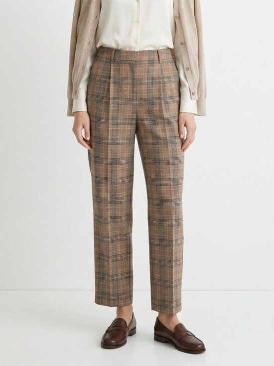Old Navy Pants - Old Navy Trousers Tailored Wide Leg Brown Plaid Academia Preppy Office L